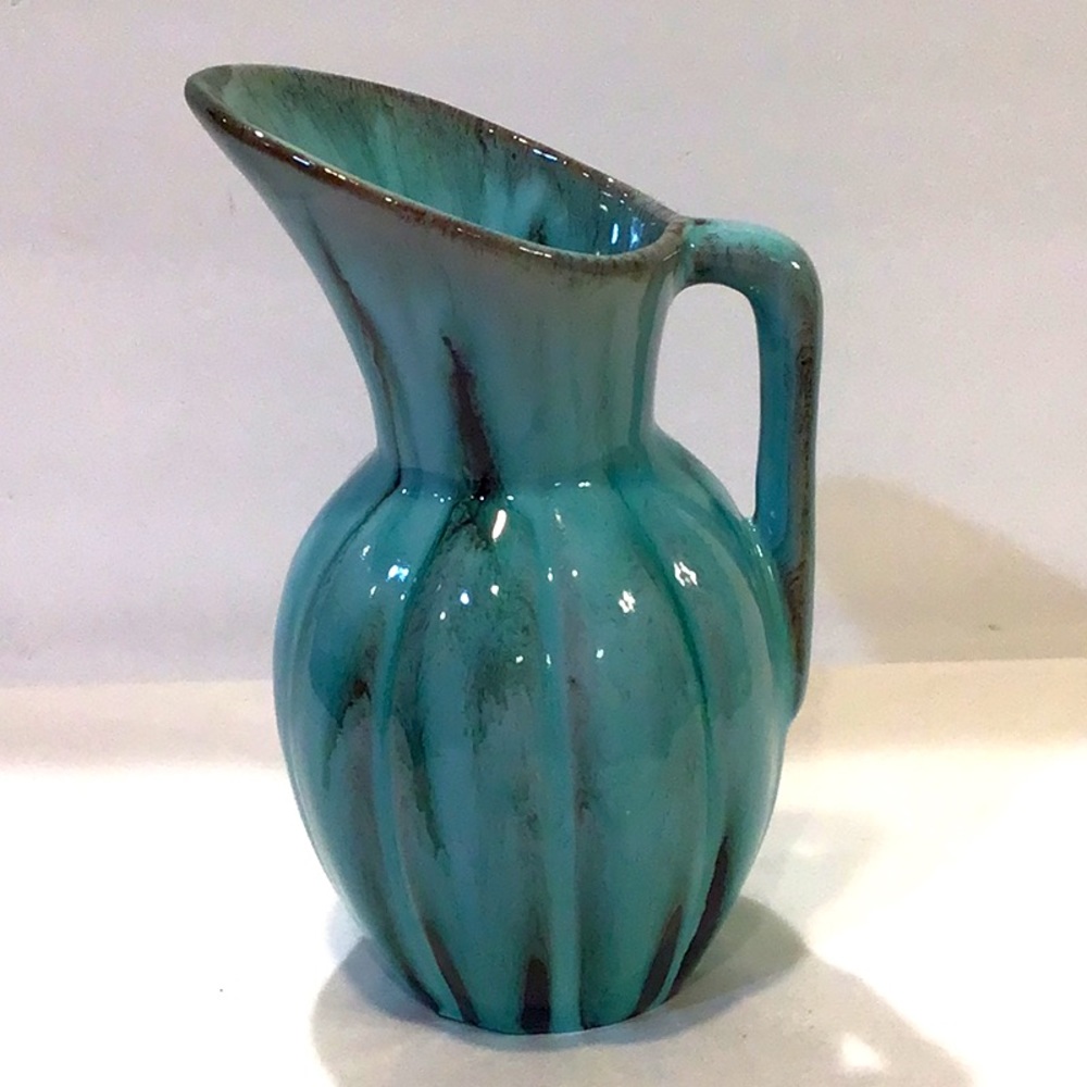 Graceful Blue drip glaze art pottery pitcher